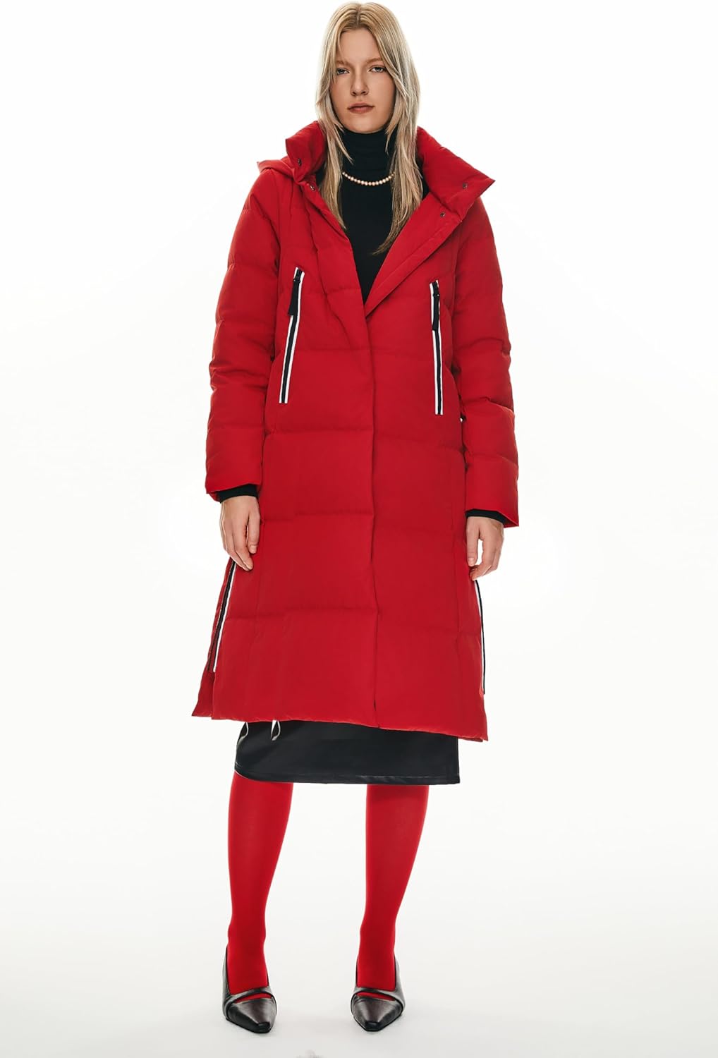 Orolay Women's Thickened Long Down Jacket Winter Down Coat Hooded Puffer Jacket with Side Zipper - Image 5