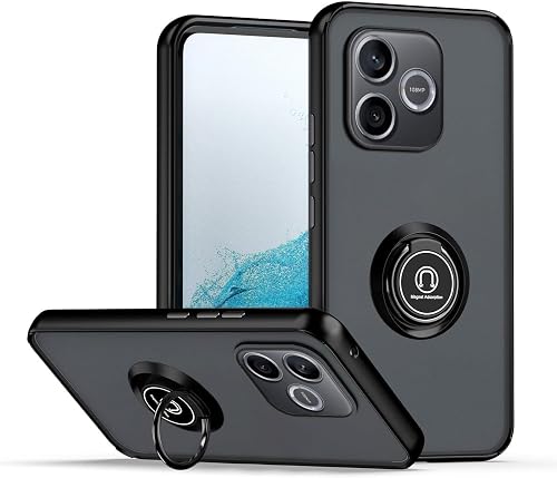 Case for Honor 600 Lite with Ring Stand Matte Shockproof Cover, Black