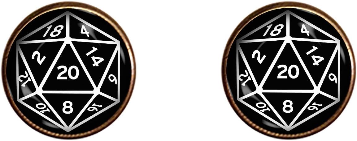 20 Sided Dice cuff links handmade jewelry pendant charm gifts