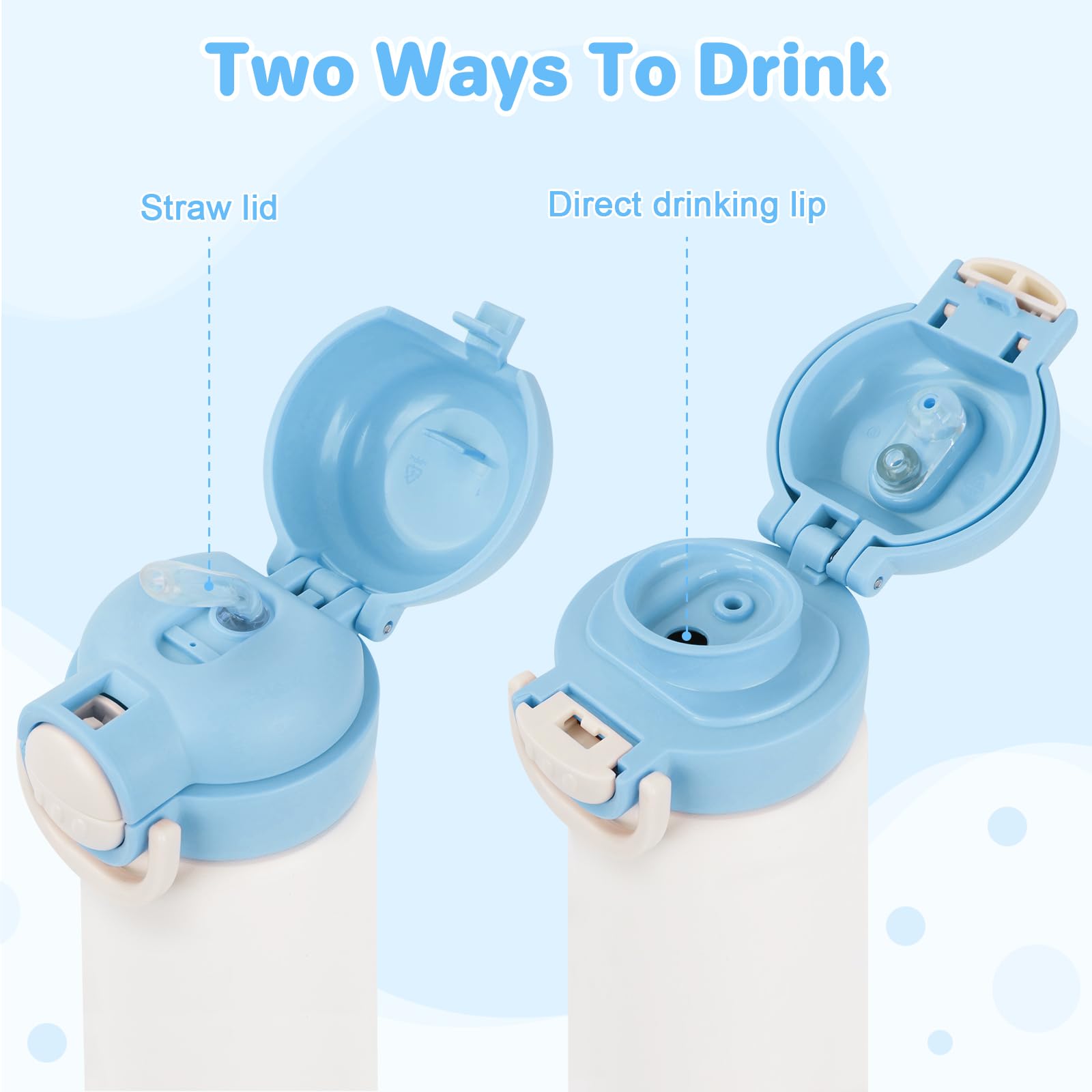BEBOAN 550ml/18.6oz Stainless Steel Insulated Water Bottle with Straw, Blue Metal Water Bottle, Double-Walled Thermal Bottle BPA-Free - Image 3