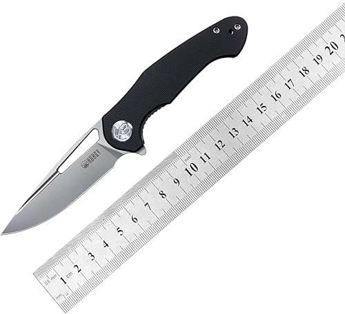 Miniatura 7 de KUBEY Dugu KU210E - Cuchillo plegable para exteriores de 2.91 pulgadas, hoja Sandvik 14C28N y mango G10 con clip de bolsillo reversible para caza,