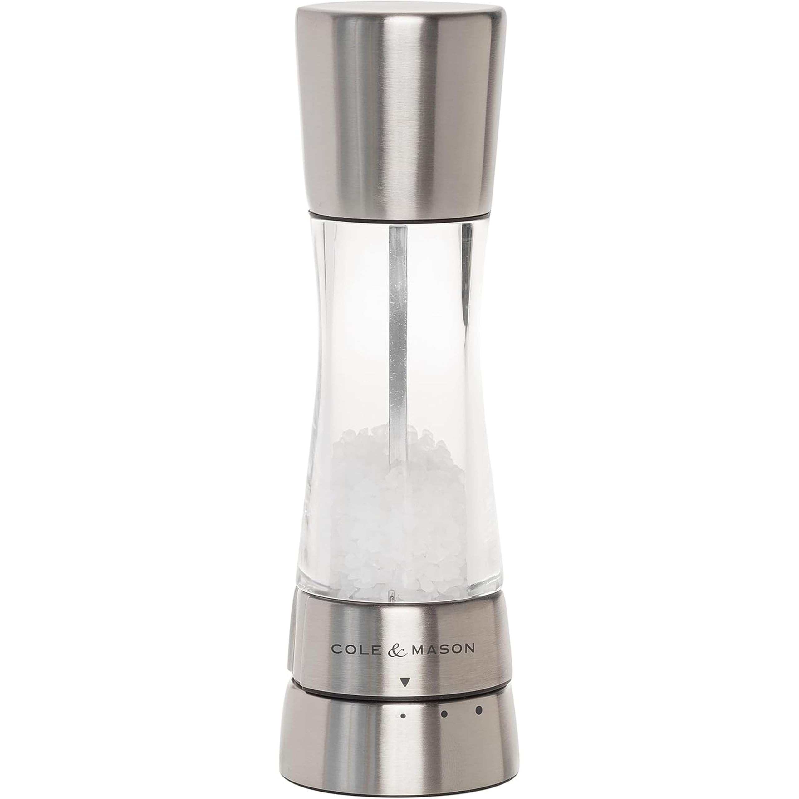COLE &amp; MASON Derwent Salt Grinder - Stainless Steel Mill Includes Gourmet Precision Mechanism and Premium Sea Salt
