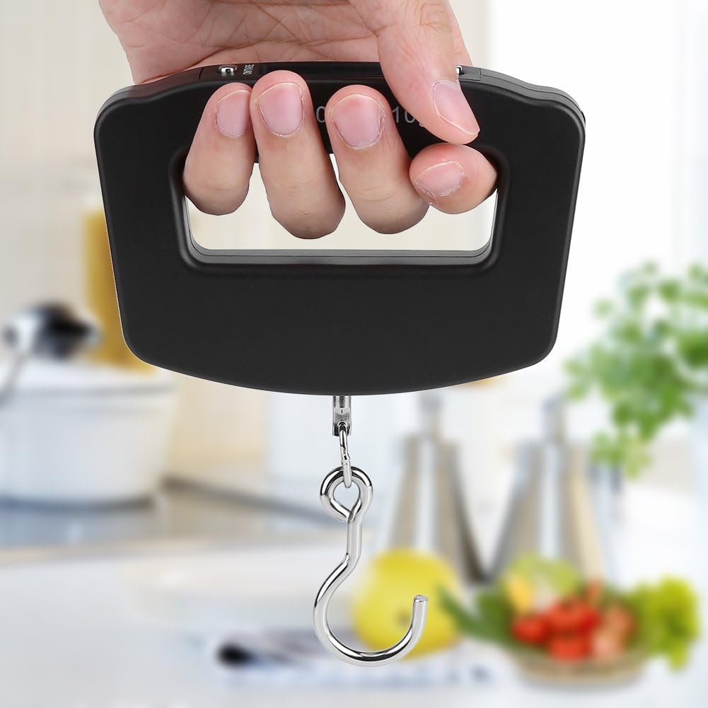 Gavigain Digital Luggage Scale Mini Hanging Electronic Scale with Handle, Large Hook, LCD Display for Travel, Fish Weighing, Support Unit Conversion - KG, G, Lb, Oz