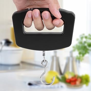 Gavigain Digital Luggage Scale Mini Hanging Electronic Scale with Handle, Large Hook, LCD Display for Travel, Fish Weighing, Support Unit Conversion - KG, G, Lb, Oz