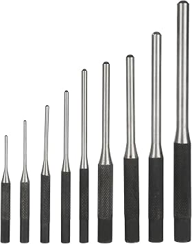 9 Pcs Center Punch Set Pin Punch Kit Durable Steel Roll Pin Punch Set Mechanics Professional Tool Kit Come with a Handy Carrying Bag Punches for Metal