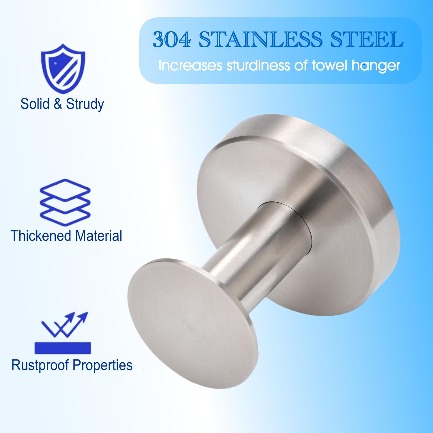 NEWRAIN Bathroom Towel Hooks, 2 Pack Towel Holder for Bathroom Wall, Cabinet Closet Door, Kitchen, Bedroom, Hotel - Modern Design Effortless Mounting Towel Hangers, Robe Hook Brushed Nickel