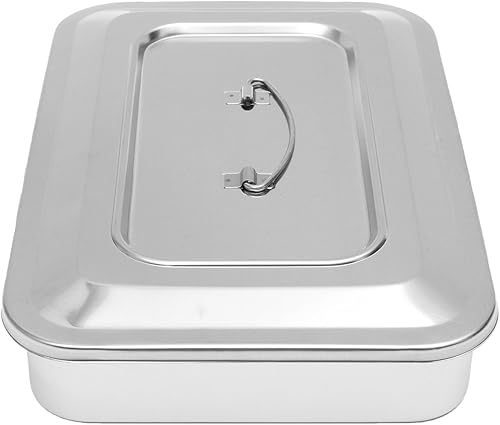 Miniatura 3 de Bandeja organizadora de instrumentos de acero inoxidable con tapa y asa de agarre 11.5 x 8 x 2 pulgadas