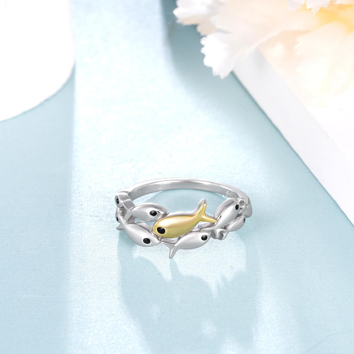 Swim Against The Current Ring 925 Sterling Silver Inspirational Rings Inspirational Gifts for Women