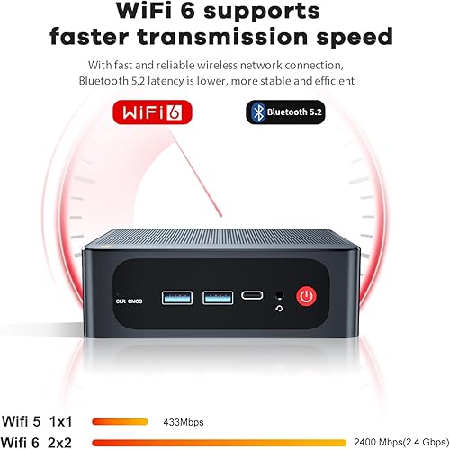 Miniatura 7 de Beelink Ser5 Pro Mini PC, AMD Ryzen 7 5700U (8C16T, hasta 4.3 Ghz), 32 GB DDR4 RAM 1TB NVMe SSD, mini computadora de escritorio compatible con 4K