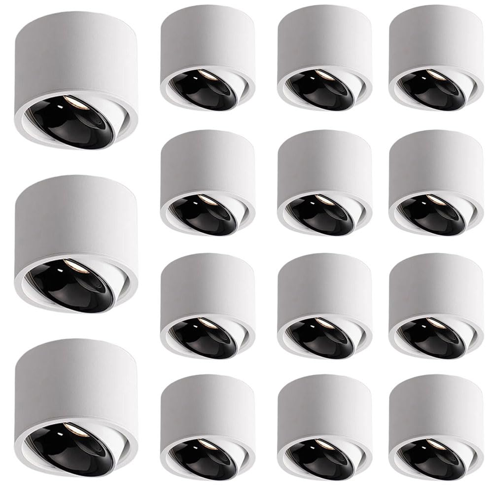 BHGFYXBS 15 Pcs 3000K/4000K/6000K Led, Round Surface Mounted S,7W,10W,12W,15W Surface Mounted Ceiling Lamps Spotlight, For Living Room Bedroom Corridor,6000k-7W
