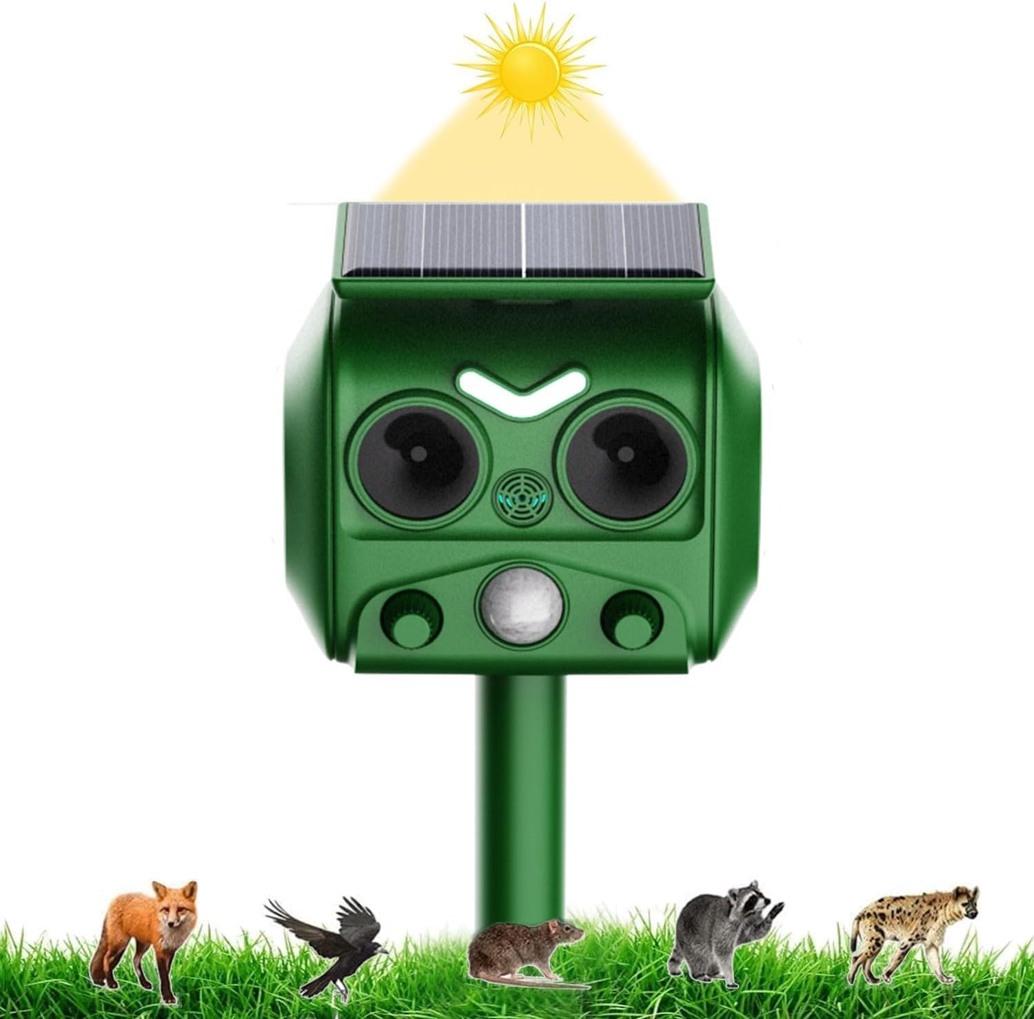 AILEDA Repelente para Gatos, Repelente ultrasónico energía Solar IP65 Impermeable de frecuencia Ajustable para ahuyentar Animales, Repelente al Aire Libre para Animales para Gatos,Ardillas,Mapaches