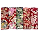 aufodara 5pcs Baumwollstoff 40x80 cm Japanische Stil Patchwork Stoffpakete Bronzing Dekostoff Baumwolle Vorgeschnittener Stoffe zum Nähen DIY Artcraft Handarbeit (Rot)