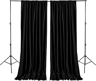 Hiasan Black Backdrop Curtains for Parties, Polyester Photography Backdrop Drapes for Family Gatherings, Wedding Decorations, 5ftx10ft, Set of 2 Panels