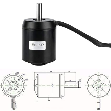 Bldc Motor, Brushless Motor, Electric Motor, 6384 120KV Outrunner Brushless Sensored Motor for Electric Balancing Scooter Electric Skateboard Electric Surfboard
