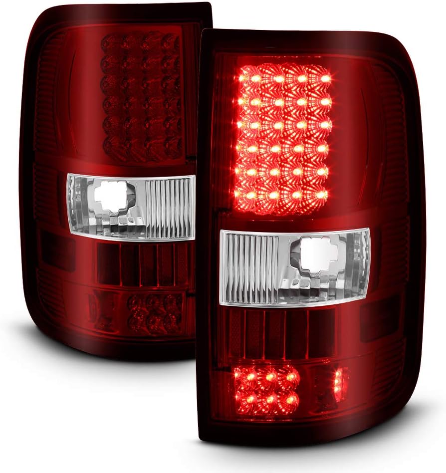 ACANII - For 2004-2008 Ford F150 Pickup Red Clear LED Tail Lights Rear Brake Lamps Assembly Pair Replacement Left+Right