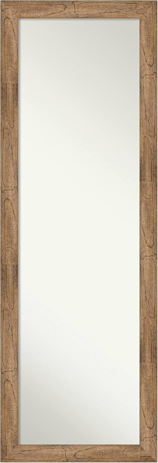 Amanti Art Brown Full Length Mirror for Door, 52x18 Owl Brown Narrow Tall Wall Mirror Full Length, Mounted to Door or Closet Wall with no Visible Brackets, Country Rustic Wood Frame, Bedroom Decor