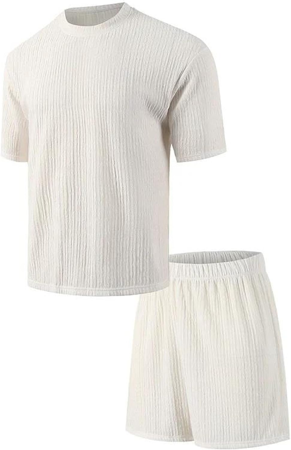 Men's Summer Solid Color T-Shirt And Shorts Set Casual Short Sleeve Lightweight Loose Fit Outfit For Home