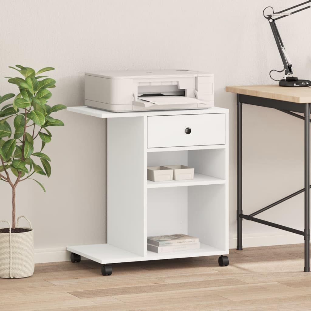 Supporto per stampante con ruote, carrello per ufficio, 60 x 40 x