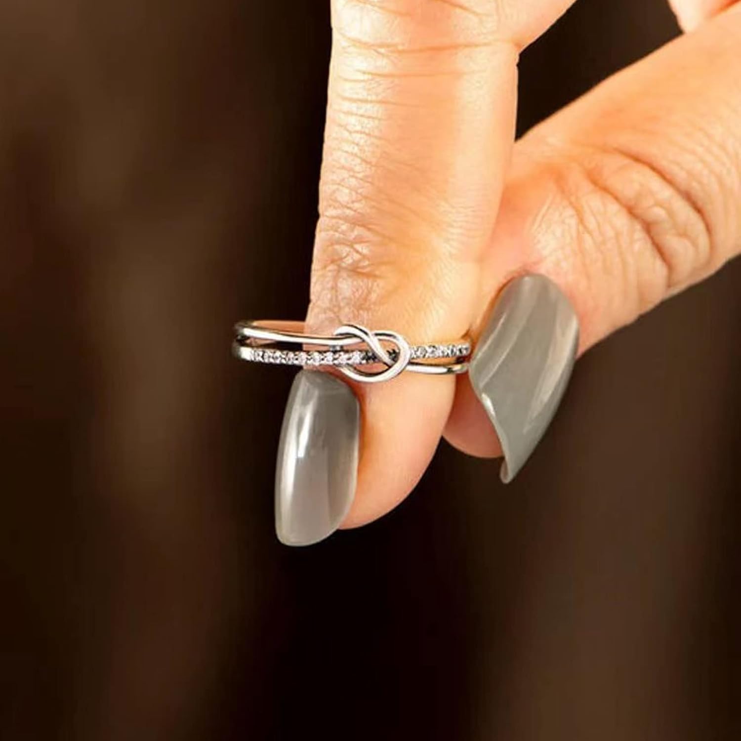 Mother Daughter Heart Knot Ring for Women 925 Sterling Silver Love Knot Ring Engraved "Always in My Heart" Mothers'Day Birthday Christmas Jewelry Mother Rings and Daughter Gift - Image 4