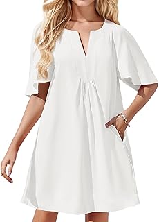 Womens Flutter Short Sleeve Mini Dress Casual V Neck Loose Flowy Summer Shift Dresses - Buy now