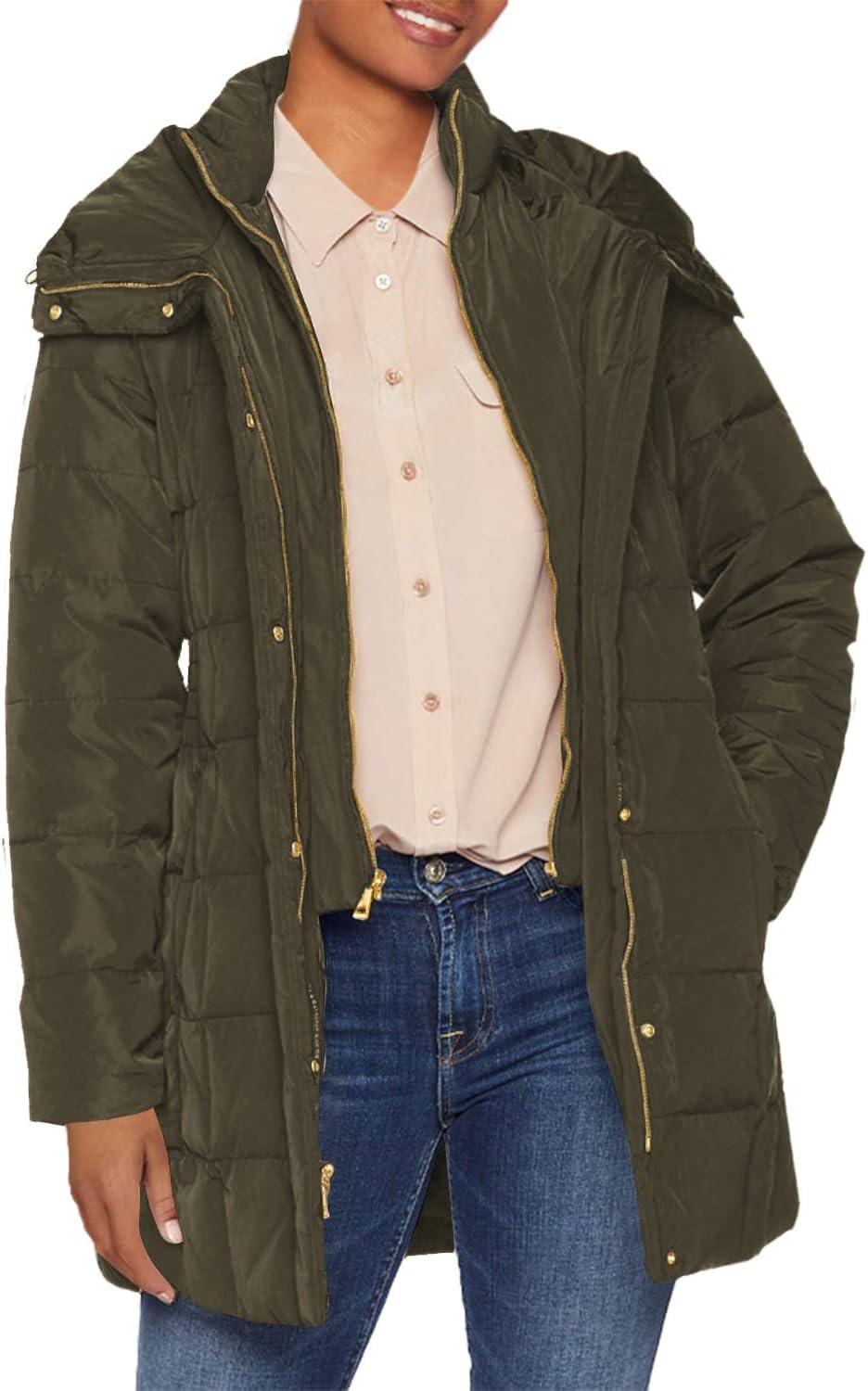 Cole Haan womens Long Quilted Puffer Coat Down Jacket - Image 2