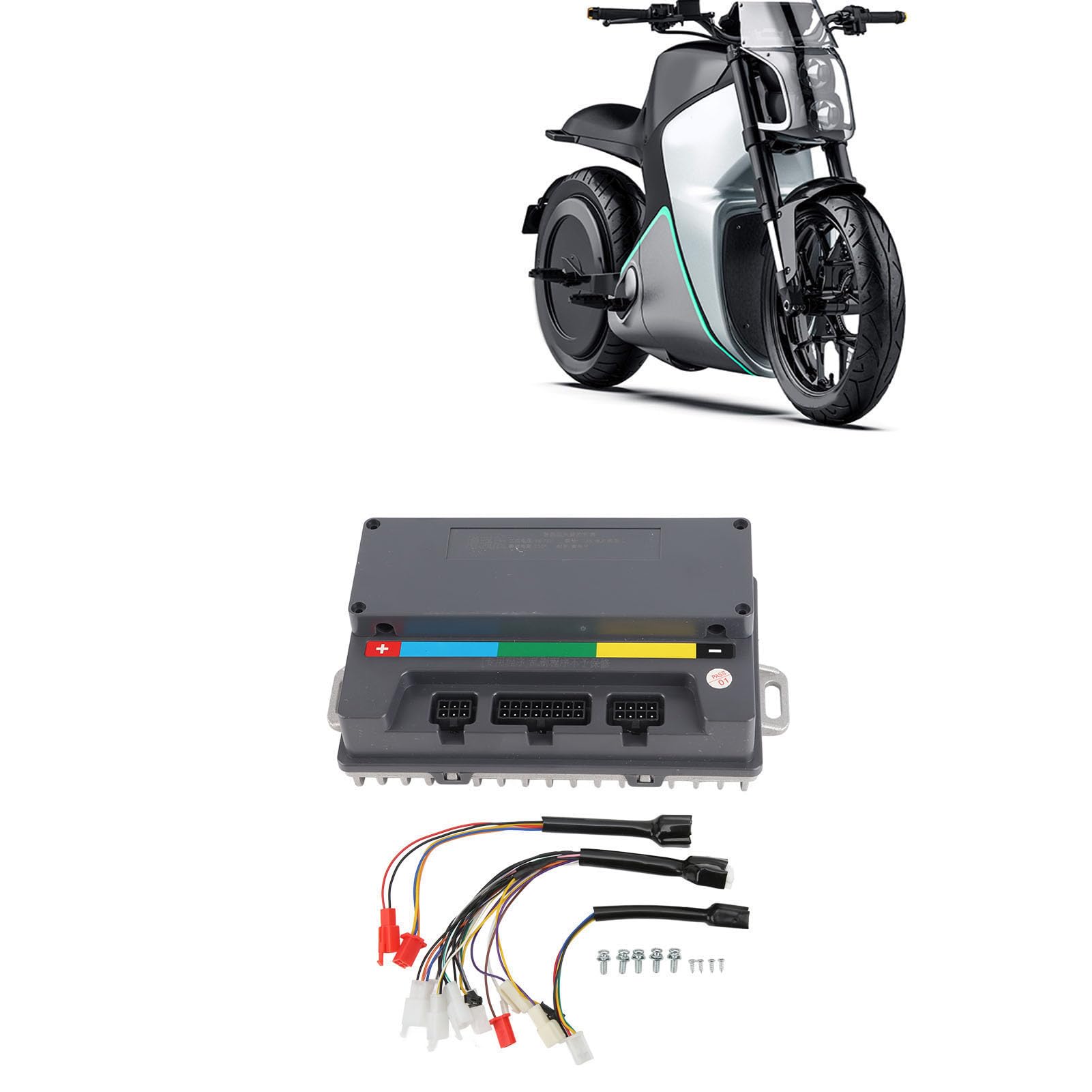 Rosvola Pasuje do Sterownika Sinusoidalnego ECU Silnika QS Zwiększ Prąd Stały 60A, Moc Maksymalna 3960W, Maksymalna wydajność 92% dla Motocykla Elektrycznego, Silnik Piasty QS, wodoodporność IP67