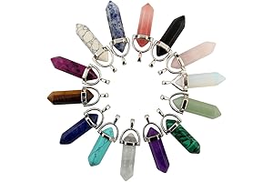 Mutilcolor 14pcs Bullet Shape Stone Pendant for Necklace Making