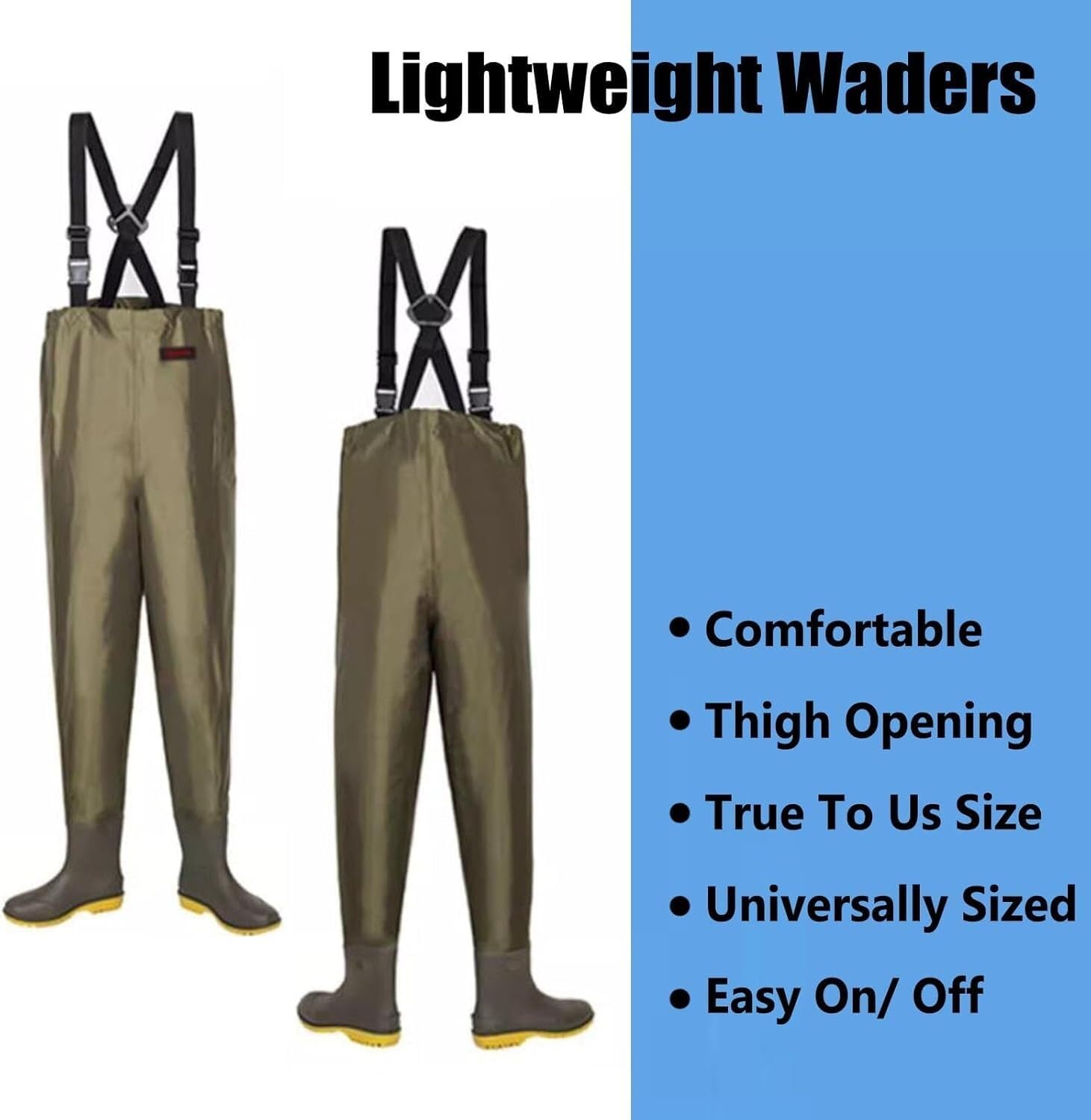 Waders con Bretelle Regolabili, Waders da Caccia e Pesca for Uomo e Donna con Stivali, Waders Impermeabili con Stivaletti(6)