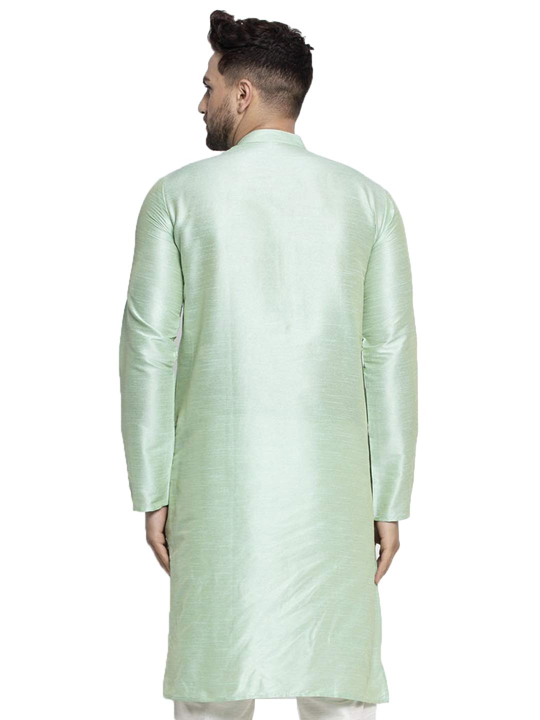 Jompers Men Solid Dupion Silk Kurta(Green, L)