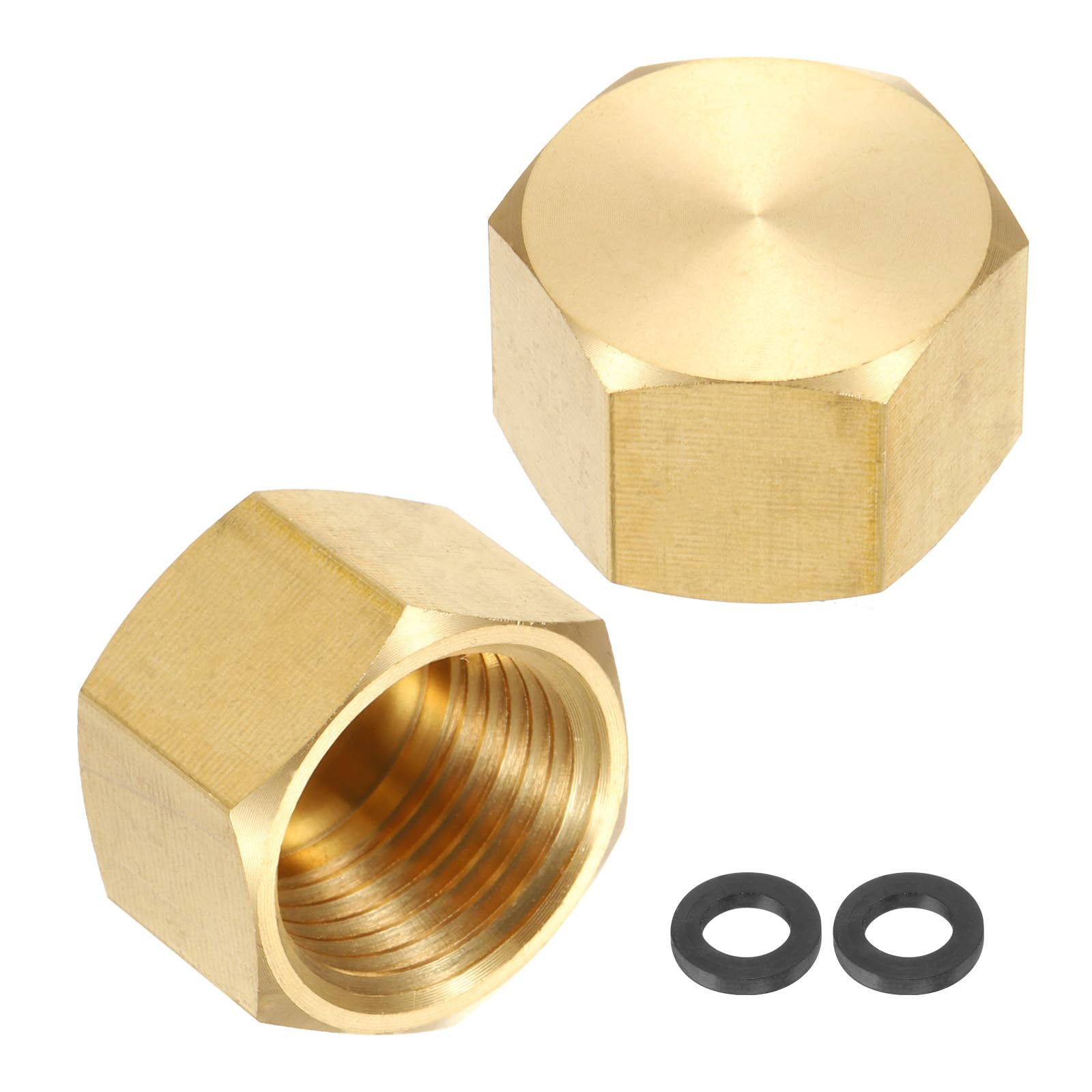 Bouchon de valve d'arrêt NPT 1/2 pouce en laiton tête hexagonale lot de 2