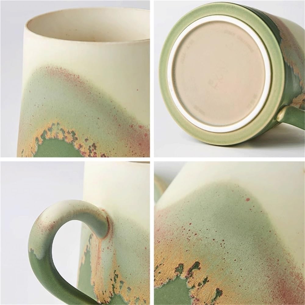 Ceramiczny kubek do zupy z uchwytem, duży kubek do kawy 325 ml do domu i biura, idealny do herbaty, kawy i latte (zielony)