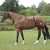  QHP Ekzemdecke mit Hals und abnehmbarem Bauchlatz (110 cm, Braun)