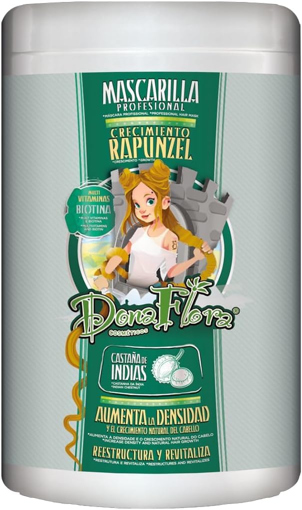PACK DE DONA FLORA RAPUNZEL, CHAMPU 1000 ML, MASCARILLA 1000 ML Y TONICO 70 ML