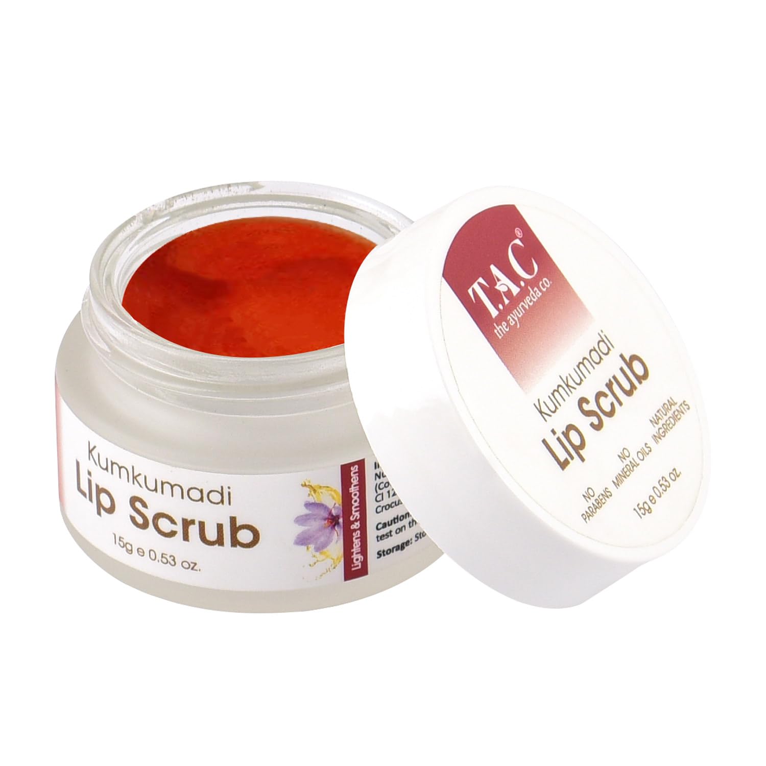 T.A.C Kumkumadi Lip Scrub - Lightens and Smoothens Lips with Saffron, Suitable for Women & Men, All Skin Types, 15gm