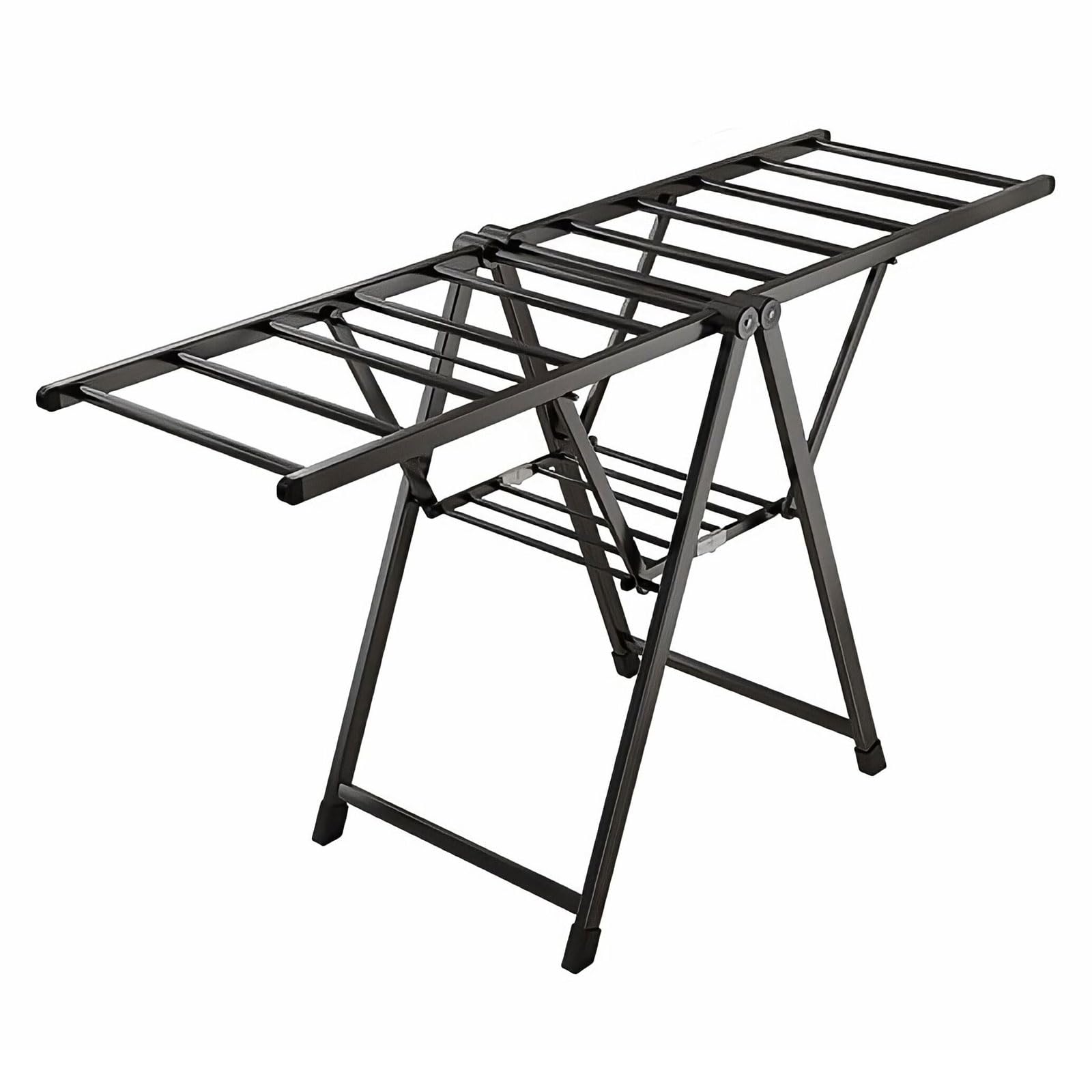 GFJryET Folding clothes horse, 2-Tier Folding Laundry Drying Rack, Clothes With Height-Adjustable Wings Freestanding(150cm black)