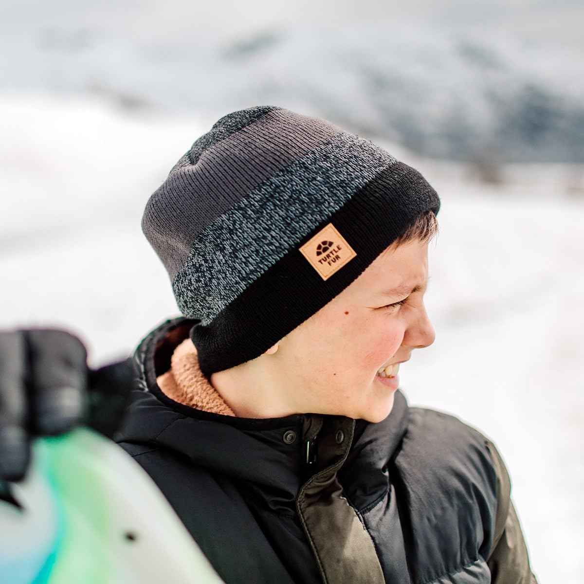 Turtle Fur Youth Boys BTV Recycled Ocean Ragg Wool Blend Fleece Lined Beanie, Ages 7-12, Navy