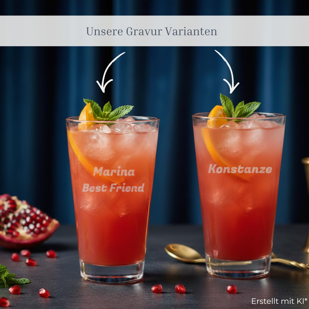 Trinkglas mit Gravur, Name vertikal, 300 ml, 30 Stück | Personalisierte Softdrinkgläser für Geburtstage & Events, Spülmaschinenfest
