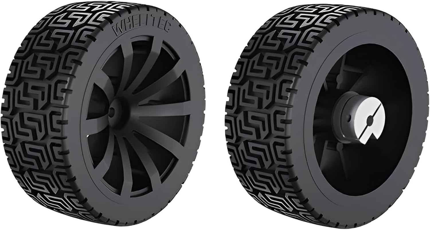 2PCS 65mm Dia Large Load Bearing Rubber Tyre & 2PCS 6mm Bore Clamping Hexagonal Shaft Coupling Suitable for Remote Controlled RC Smart Car Robot Wheel Tyres