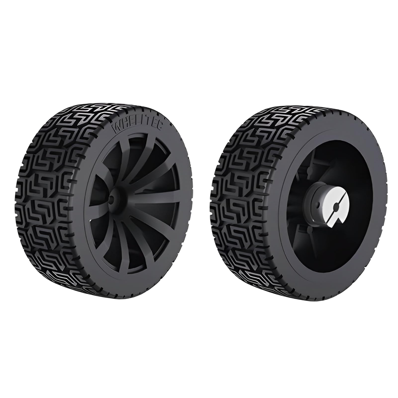 MiJunHD 2PCS 65mm Dia Large Load Bearing Rubber Tyre & 2PCS 5mm Bore Clamping Hexagonal Shaft Coupling Suitable for Remote Controlled RC Smart Car Robot Wheel Tyres