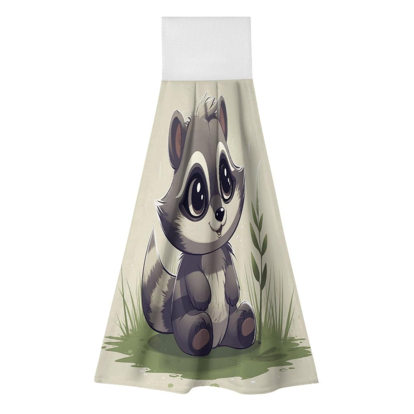 Khauerbc Style Raccoon On The Grass Hand Towel For Quick Drying & Absorbent,Kitchen Towels Polyester,11.9 * 11.6 In,Yoga Towel For Bathroom,Kitchen,Gym,Shower,Hotel,And Spa