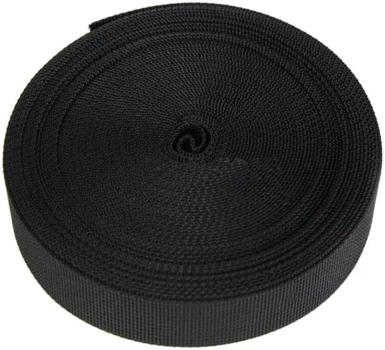 Nylon Webbing Belt，Heavy Cotton Webbing， 1inch 25mm Wide Black Nylon Heavy Webbing Strap Thick Knapsack Belt 10m DIY Pet Rope Sewing Crafts Webbing Strap