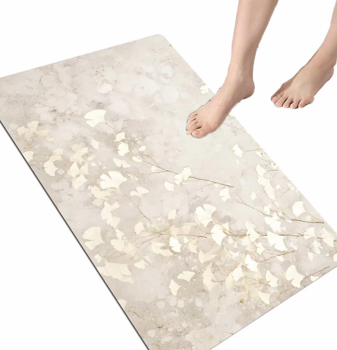 Tapis de bain en pierre 40 x 81 cm antidérapant pour sol de douche