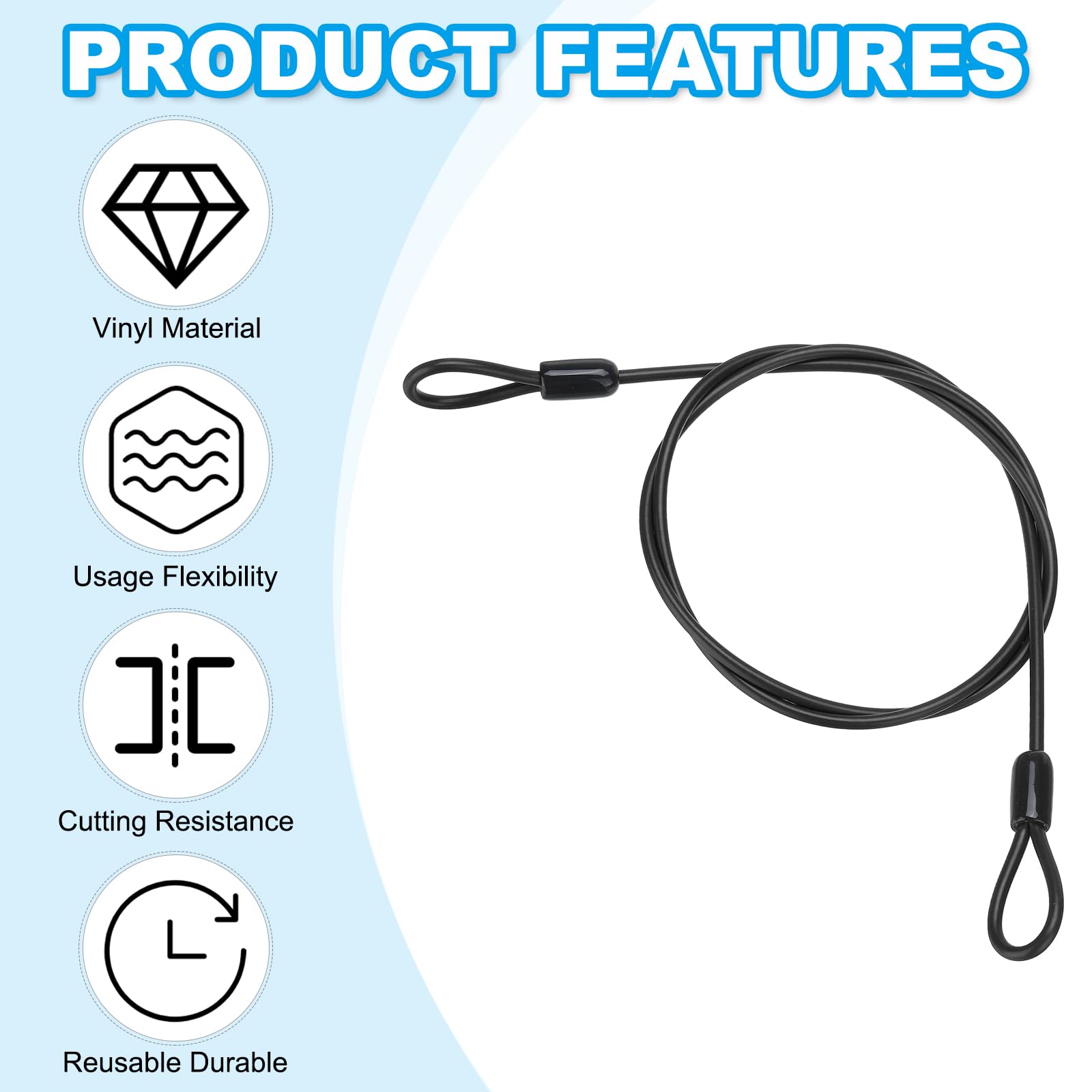 PATIKIL 5/32" Dia Vinyl Coated Stainless Steel Cable with Loops - Image 4
