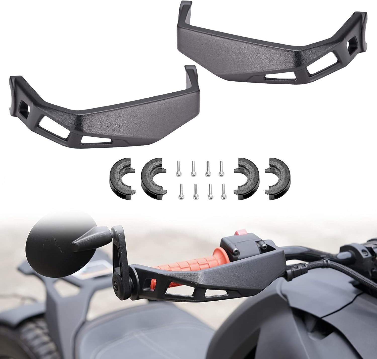A & UTV PRO Aluminum Handlebars Handguards Protector Compatible with Can Am Ryker 600 900 Sport & Ryker Rally Edition Accessories,Replace OEM # 219400998,Black,2PCS
