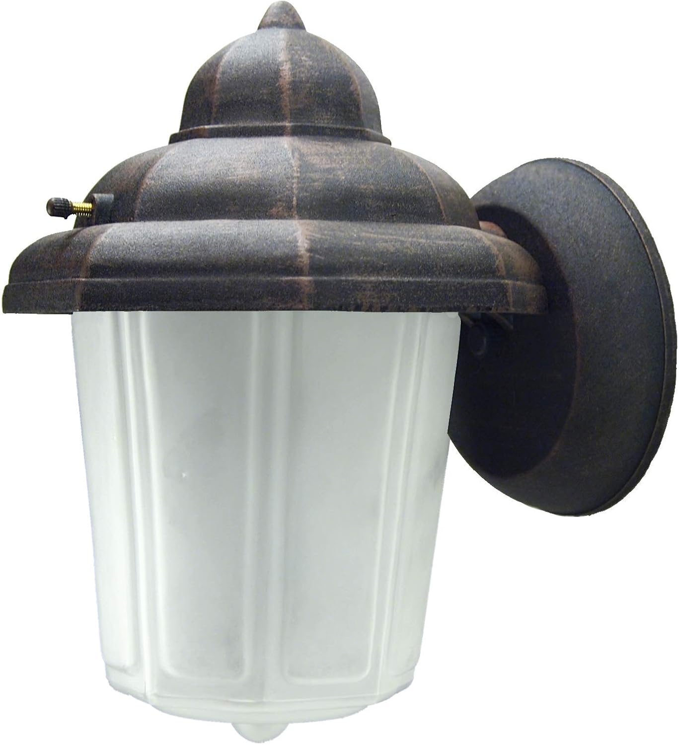 LED Wall Mount Porch Light Fixture Frosted Acorn Glass Globe Rust