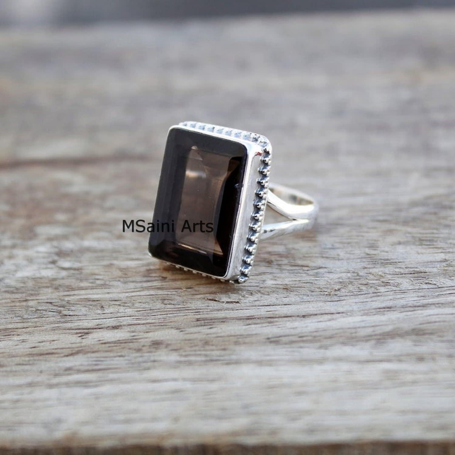 925 Sterling Silver Ring For Men & Women, Natural Smoky Quartz Ring Gemstone Unique Handcrafted Ring