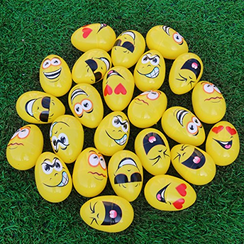 Easter Eggs Containers with 6 Face Emotions for Easter Party Supplies -- 24Packs (3.2