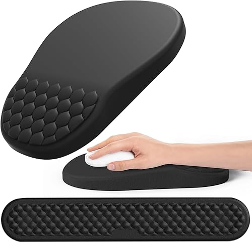Alfombrilla ergonómica para mouse y teclado con diseño de masaje, soporte de muñeca para mouse que ahorra espacio, reposamuñecas de espuma