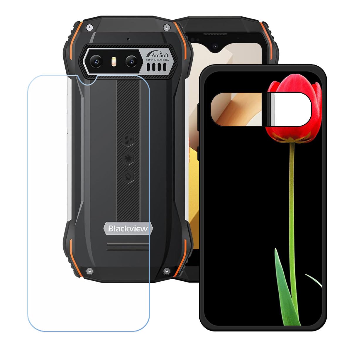 Cover Per Blackview N6000 Con Supporto Anello 360° E Pellicola Vetro Temperato – Custodia Morbida TPU Trasparente