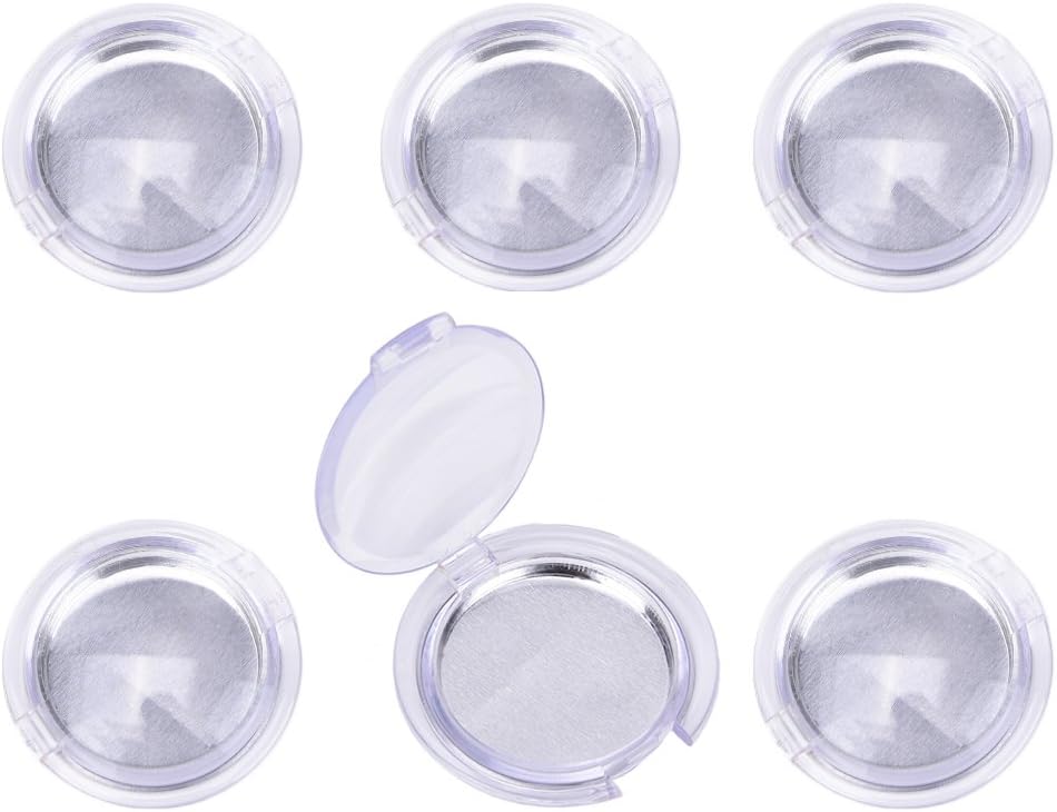 JUNKE 6 PCS Mini Plastic Empty Eye Shadow Power Containers Tins with Aluminum Pans Palettes Cosmetics Beauty Accessory, 5ml (Clear)